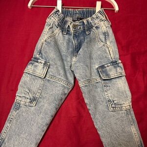 GAP Blue Denim Relaxed Cargo Pants